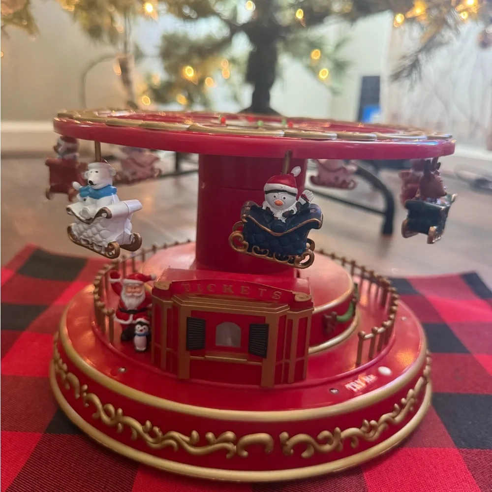 Season Of Peace Animated Musical Tilt-A-Wheel Cracker Barrel Christmas Decor Box